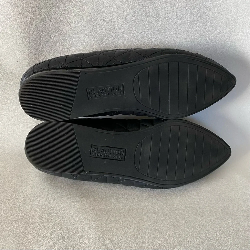 Kenneth Cole Reaction Quilted Black Ballet Flats 7.5 Pointed Toe Bow Women’s - Picture 12 of 12